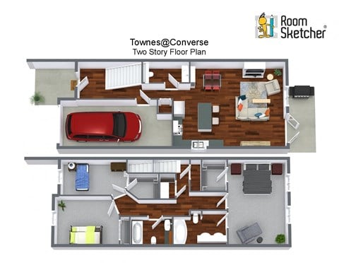 Floor plan for 3 beds, 2.5 baths, 1580 sqft